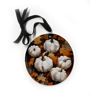 Five Pumpkins In Leaves Ornament